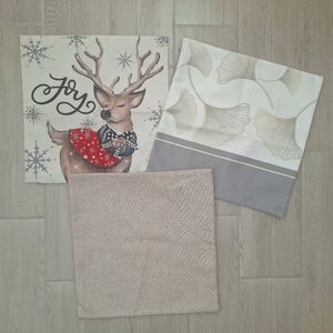 Joy Christmas Reindeer Pillowcase Set Of Three Throw Pillowcases